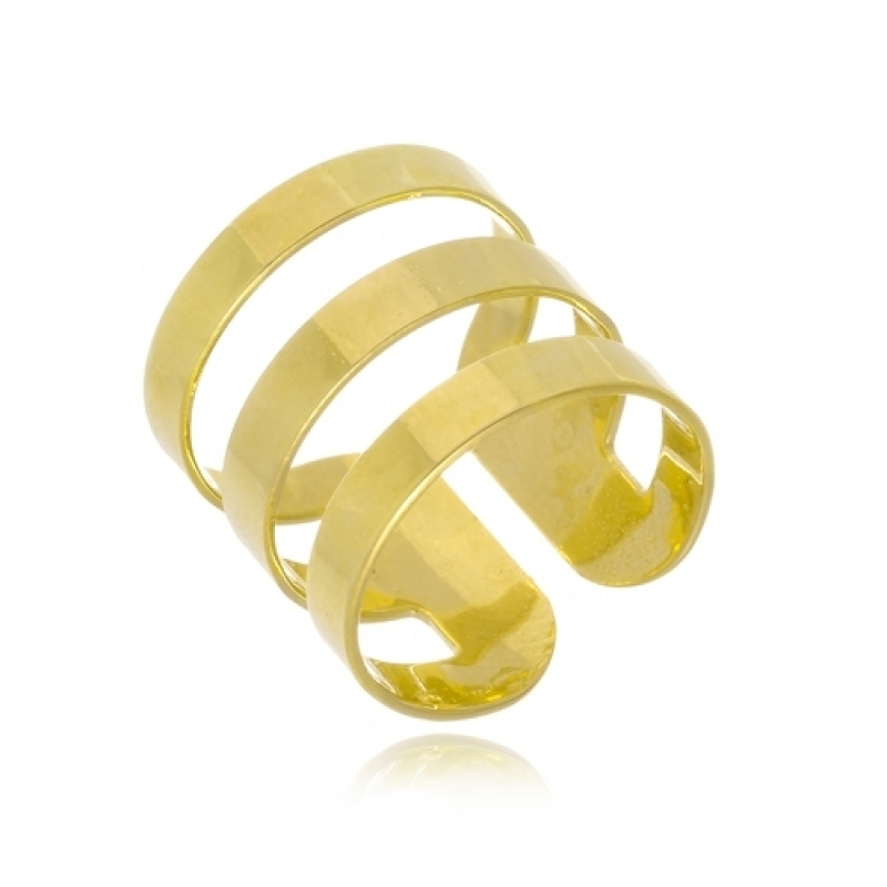 Anel Folheado a Ouro 18k Mooca - Anel Folheado a Ouro Feminino