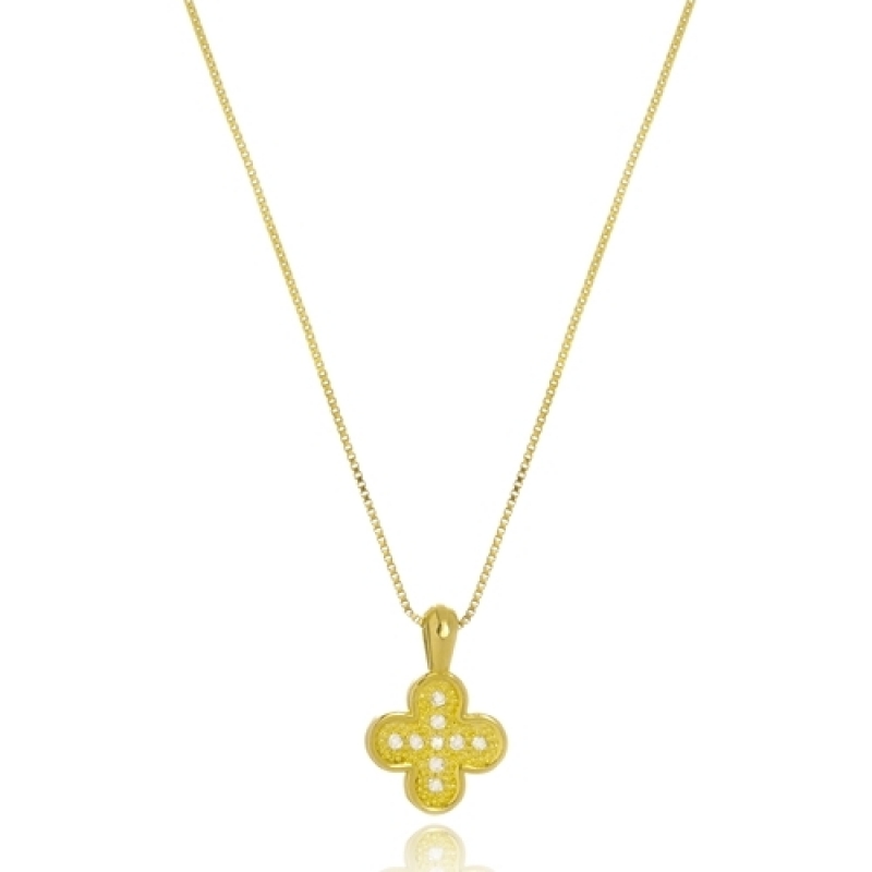 Colar de Ouro Feminino com Pingente Ipiranga - Colar Feminino Folheado a Ouro